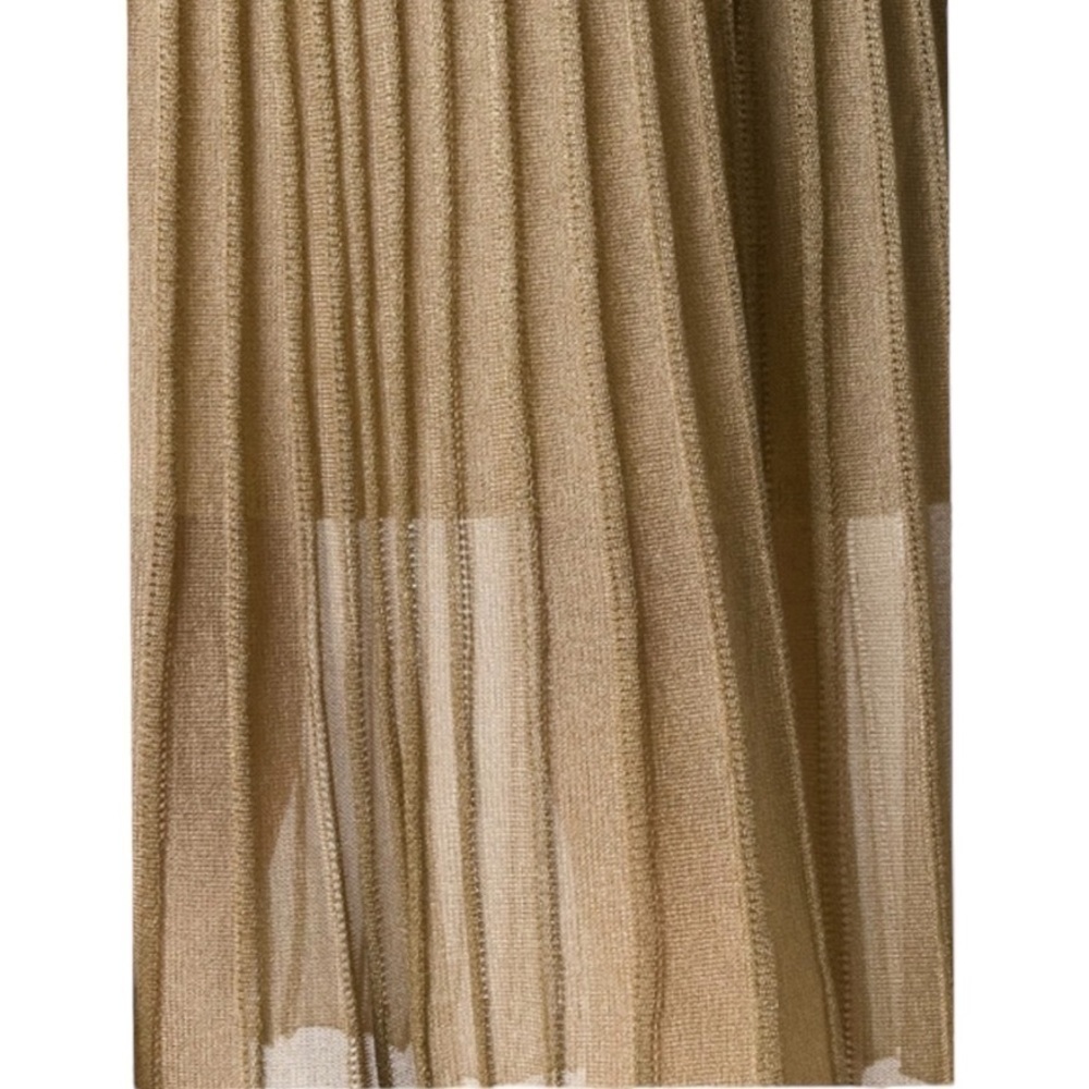 VINCE Pleated Gold Bronze Metallic Crochet Knit Midi Skirt Lined Size M - Picture 8 of 16